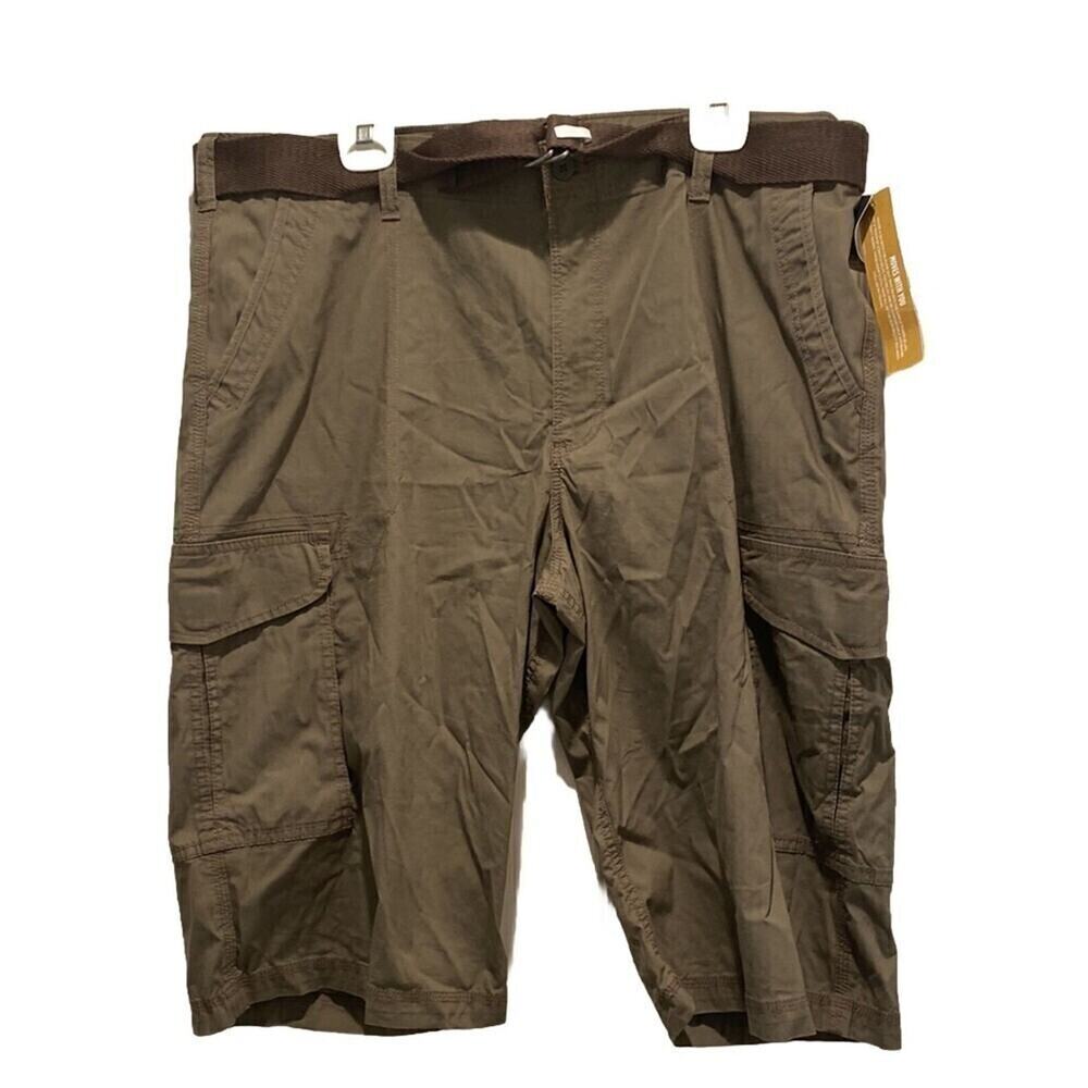 Lee Cargo Shorts Mens  Brown 42 Stretch Belt Hiking Outdoors Breen